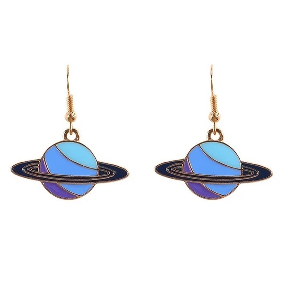 Neptune Planet Earrings - Picture 1 of 4